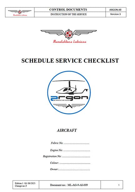 ARGON schedule service checklist cover