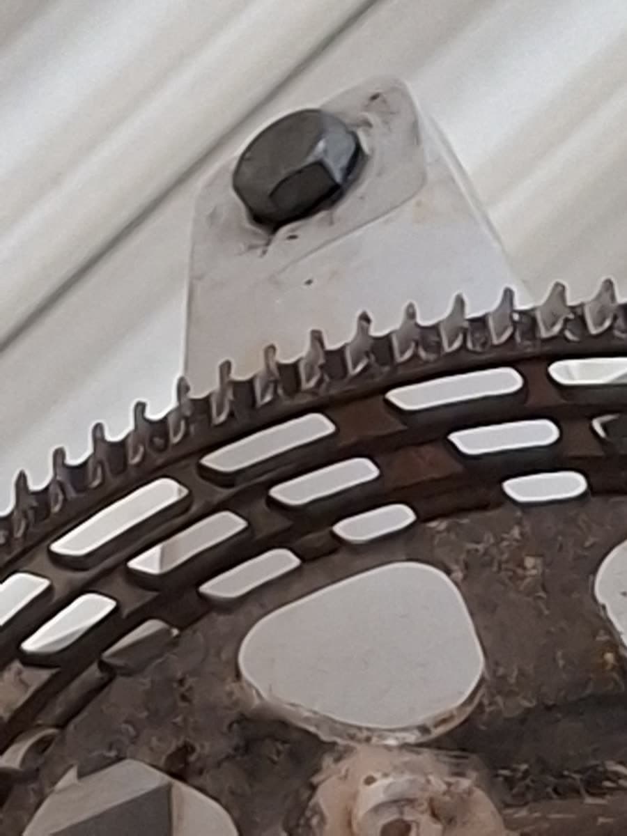 Close-up of worn pre-rotator ring gear teeth on a gyroplane rotor head